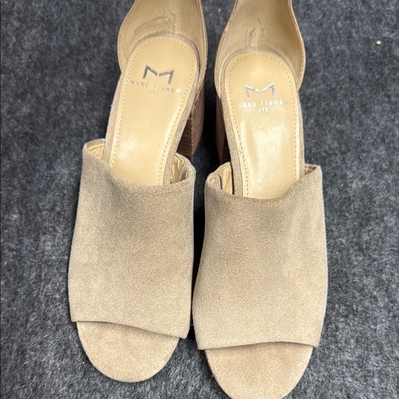 Marc Fisher Tan Suede Heels with Ankle Strap - Picture 6 of 9